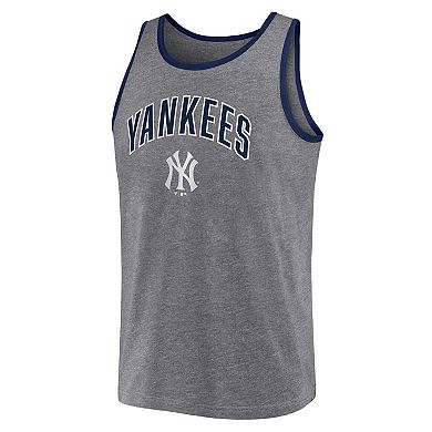 Men's Profile Heather Charcoal New York Yankees Big & Tall Arch Over Logo Tank Top