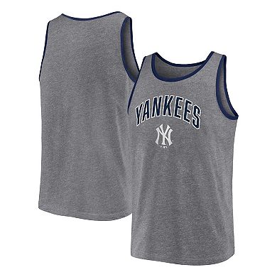 Men's Profile Heather Charcoal New York Yankees Big & Tall Arch Over Logo Tank Top