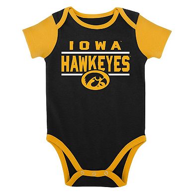 Newborn & Infant Black Iowa Hawkeyes Home Field Advantage Three-Piece Bodysuit, Bib & Booties Set
