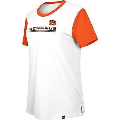 Women's New Era  White/Orange Cincinnati Bengals Third Down Colorblock T-Shirt