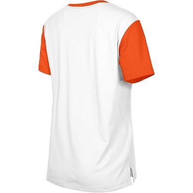 Women's New Era  White/Orange Cincinnati Bengals Third Down Colorblock T-Shirt