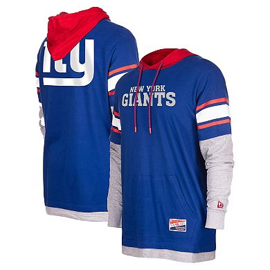 Men's New Era  Royal New York Giants  Throwback Long Sleeve Hoodie T-Shirt