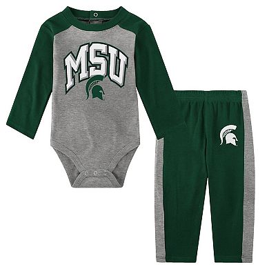 Newborn & Infant Green Michigan State Spartans Rookie of the Year Long Sleeve Bodysuit & Pants Set