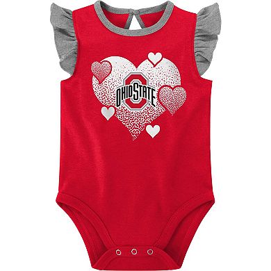 Girls Newborn & Infant Scarlet/Gray Ohio State Buckeyes Spread the Love 2-Pack Bodysuit Set