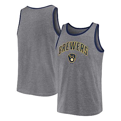 Men's Profile Heather Charcoal Milwaukee Brewers Big & Tall Arch Over Logo Tank Top