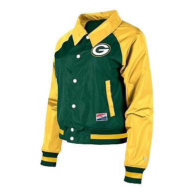 Women's New Era Green Green Bay Packers Coaches Raglan Full-Snap Jacket