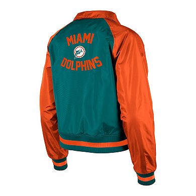 Women's New Era Aqua Miami Dolphins Coaches Raglan Full-Snap Jacket