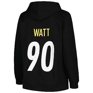 Women's Profile T.J. Watt Black Pittsburgh Steelers Plus Size Player Name & Number Pullover Hoodie