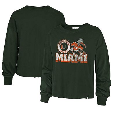 Women's '47 Green Miami Hurricanes Bottom Line Parkway Long Sleeve T-Shirt