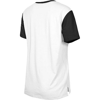 Women's New Era  White/Black Las Vegas Raiders Third Down Colorblock T-Shirt