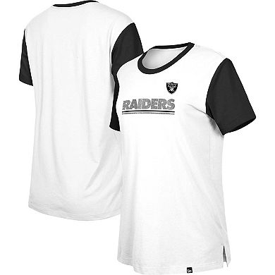 Women's New Era  White/Black Las Vegas Raiders Third Down Colorblock T-Shirt