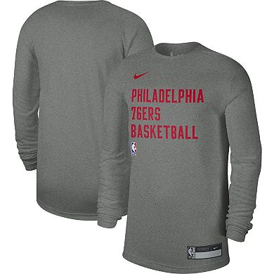 Unisex Nike Heather Gray Philadelphia 76ers 2023/24 Legend On-Court Practice Long Sleeve T-Shirt