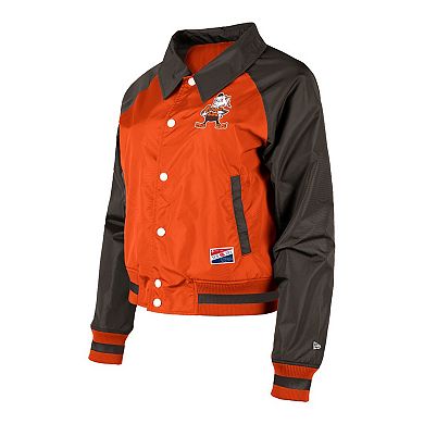 Women's New Era Orange Cleveland Browns Coaches Raglan Full-Snap Jacket
