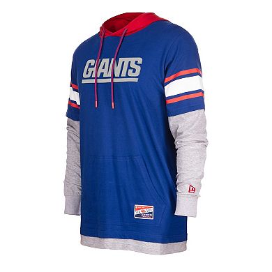 Men's New Era Royal New York Giants Current Day Long Sleeve Hoodie T-Shirt