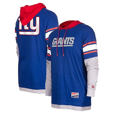 Men's New Era Royal New York Giants Current Day Long Sleeve Hoodie T-Shirt