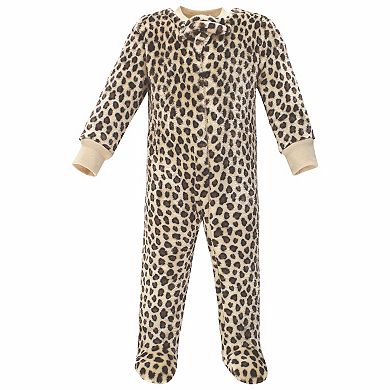 Hudson Baby Infant Girl Plush Sleep and Play, Red Rose Leopard