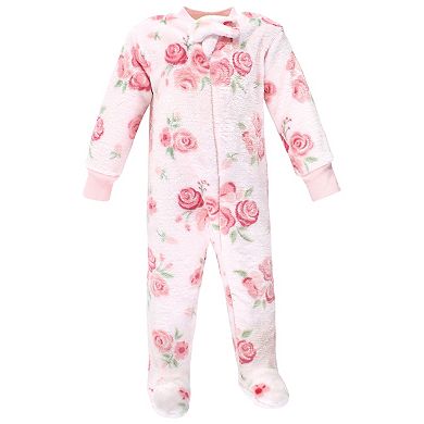 Hudson Baby Infant Girl Plush Sleep and Play, Blush Rose