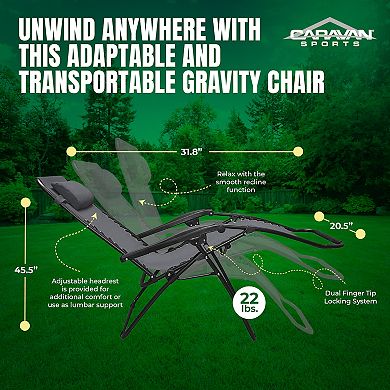 Caravan Canopy Infinity Zero Gravity Steel Frame Patio Deck Chair (Pair)