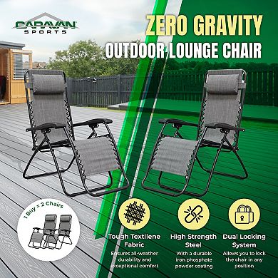 Caravan Canopy Infinity Zero Gravity Steel Frame Patio Deck Chair (Pair)
