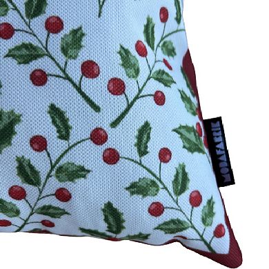 Holly Branch and Berries Pattern Rectangular Pillow Cover