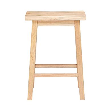 Pj Wood Classic 24 Inch Saddle Seat Kitchen Bar Counter Stool, Natural (4 Pack)