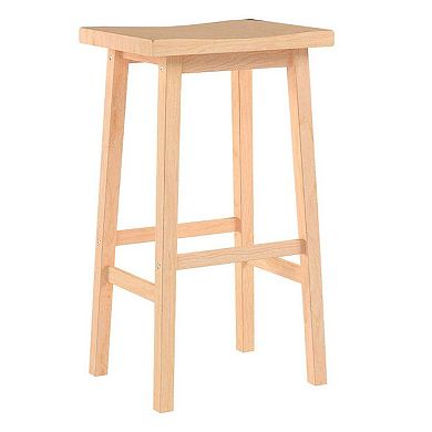 Pj Wood Classic 24 Inch Saddle Seat Kitchen Bar Counter Stool, Natural (4 Pack)