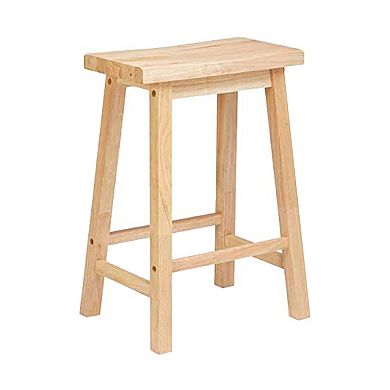 Pj Wood Classic 24 Inch Saddle Seat Kitchen Bar Counter Stool, Natural (4 Pack)