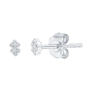 Divine Gold Sterling Silver Diamond Accent Stud Earrings 3-piece Set