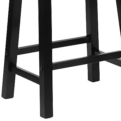 Pj Wood Classic Saddle Seat 24" Tall Kitchen Counter Stools, Black (set Of 4)