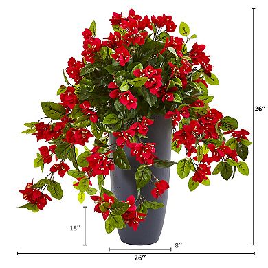 nearly natural 26-in. UV Resistant Bougainvillea Artificial Plant in Planter