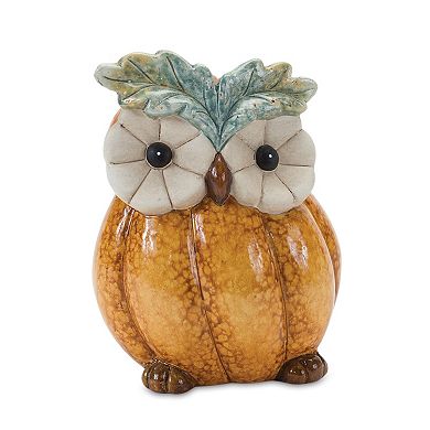 Melrose 2-Piece Terra Cotta Pumpkin Owl Decor Set