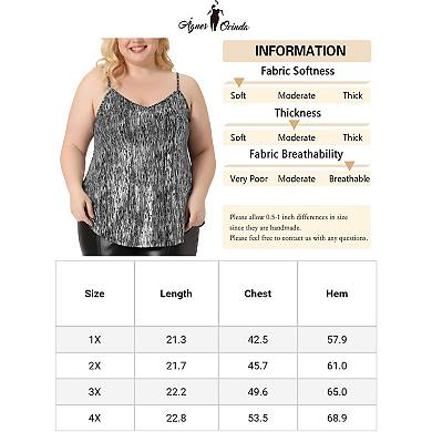 Women's Plus Size Spaghetti Strap Glitter Metallic Concert Outfits V Neck Camisoles