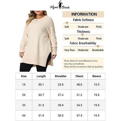 Plus Size Sweater For Women Oversized Crew Neck Long Sleeve Knit Pullover Sweater 2023