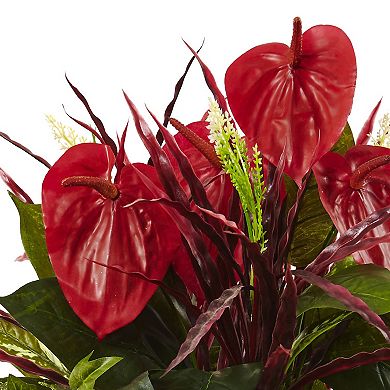 nearly natural 2-pc. 24-in. Mixed Anthurium Bush Set