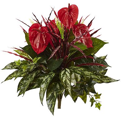 nearly natural 2-pc. 24-in. Mixed Anthurium Bush Set