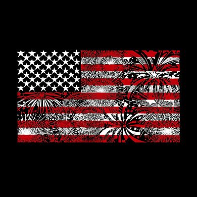 Fireworks American Flag - Girl's Word Art Hooded Sweatshirt