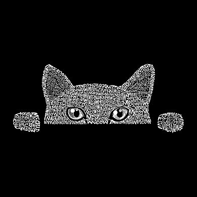 Peeking Cat - Girl's Word Art Long Sleeve
