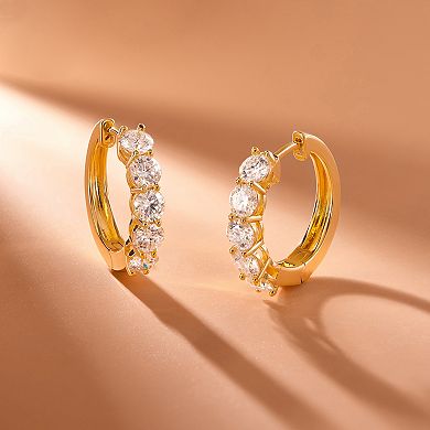 18k Gold Over Sterling Silver Lab-Created Moissanite Hoop Earrings