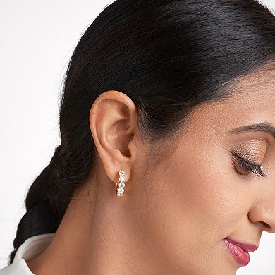 18k Gold Over Sterling Silver Lab-Created Moissanite Hoop Earrings