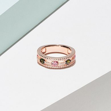 18k Rose Gold Over Sterling Silver Tourmaline With White Topaz Ring