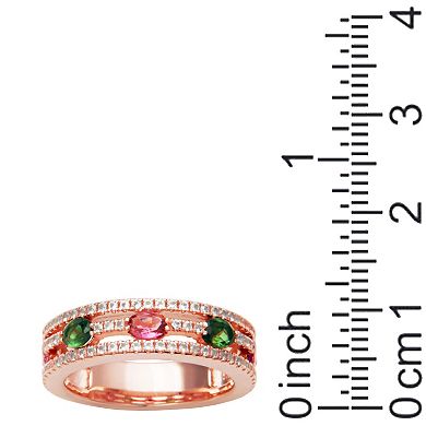 18k Rose Gold Over Sterling Silver Tourmaline With White Topaz Ring