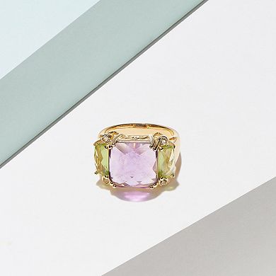 18k Gold Over Sterling Silver Amethyst & Peridot Ring