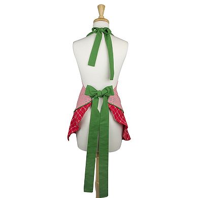 26" x 28.5" Red and Green Merry Christmas Ruffle Apron