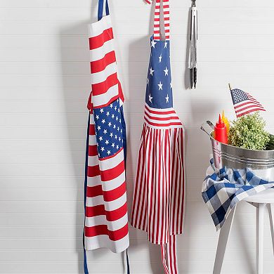 32" Red and White American Flag Print Kitchen Chef Apron