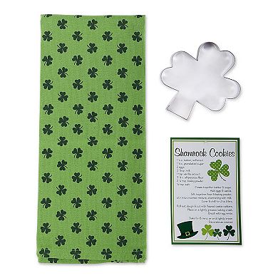 28" Shamrock Green Rectangular Dishcloth and Cookie Cutter Gift Set