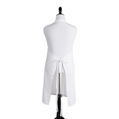 38" White Solid Patterned Woven Kitchen Chef Apron