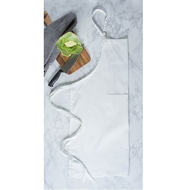 38" White Solid Patterned Woven Kitchen Chef Apron