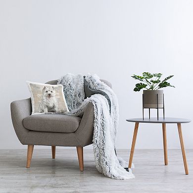 Stupell Home Decor Highland Terrier Dog Patchwork Pattern Grey 18" x 18" Decorative Throw Pillow