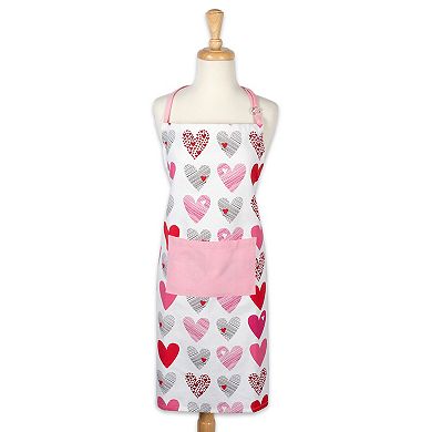32” White and Pink Hearts Collage Printed Chef’s Apron