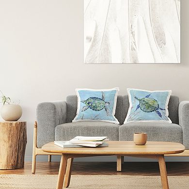 Stupell Home Decor 2-Pack Abstract Ocean Deep Turtles Blue Green Marine 18" x 18" Decorative Throw Pillows